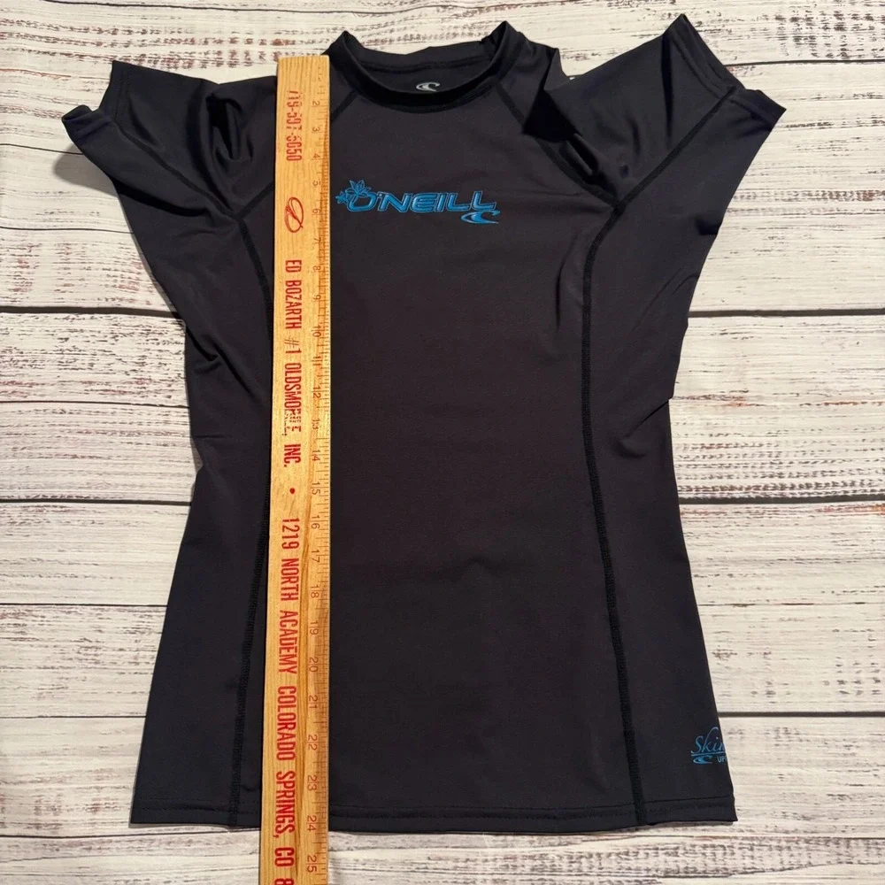 O'NEILL Youth Basic Skins‎ UPF 50+ Short Sleeve Rash Guard Black Girls Size L